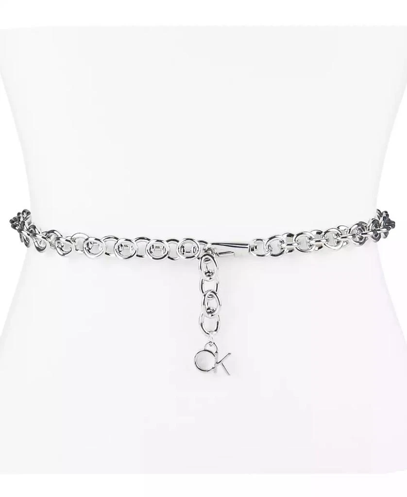 商品Calvin Klein|Women's Silver-Tone Chain Belt with Hanging Logo Charm,价格¥172,第1张图片