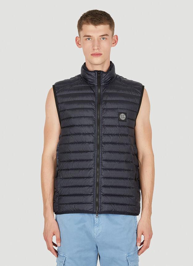 Compass Patch Down Sleeveless Jacket in Blue商品第1张图片规格展示