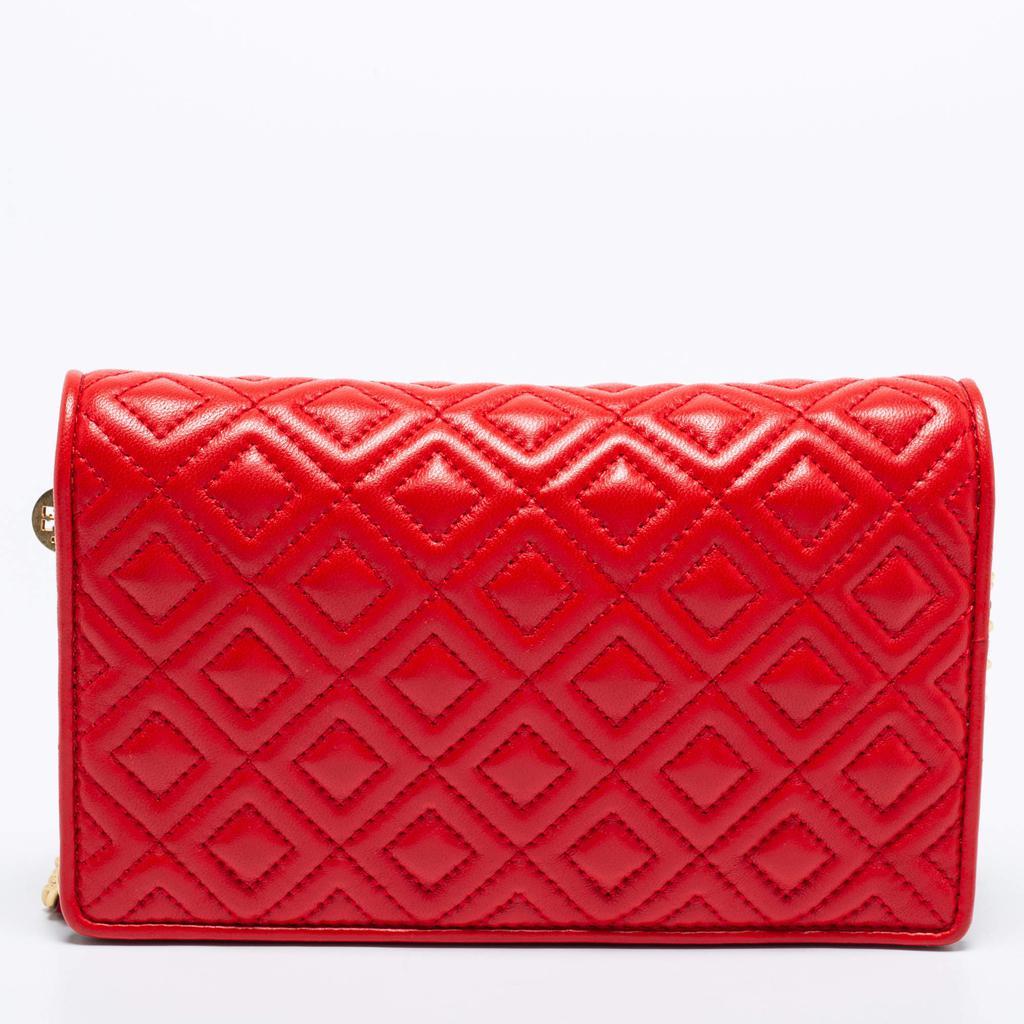 商品[二手商品] Tory Burch|Tory Burch Red Quilted Leather Fleming Flat Wallet Crossbody Bag,价格¥1595,第6张图片详细描述