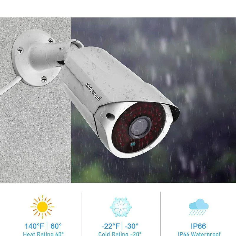 商品JideTech|HD 1592x1944P 5MP IP66 Waterproof Outdoor POE IP Security Bullet Camera With IR Night Vision Motion Detection,价格¥302,第2张图片详细描述