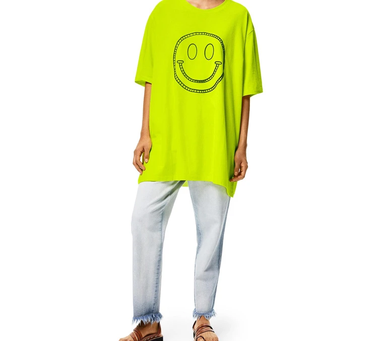 商品[国内直发] Loewe|Smiley笑脸印花短袖T恤 男女同款 荧光黄,价格¥2093,第3张图片详细描述