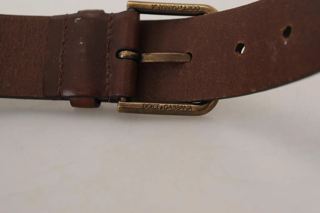 Dolce & Gabbana Brown Leather Gold Metal Buckle Carabiner Belt 商品