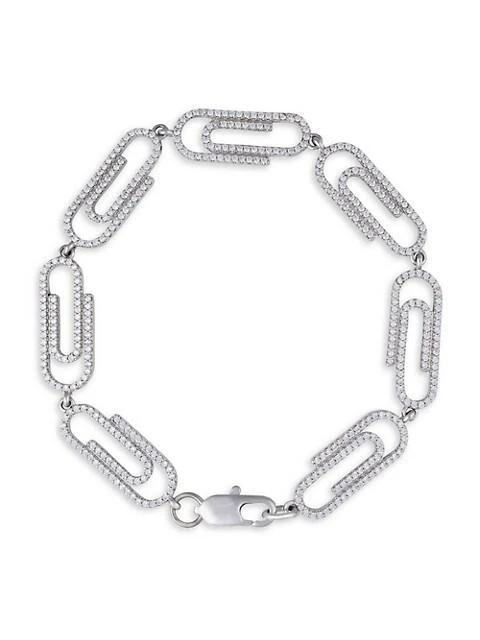 商品Darkai|18K White Gold-Plated & Cubic Zirconia Paperclip Bracelet,价格¥546,第1张图片
