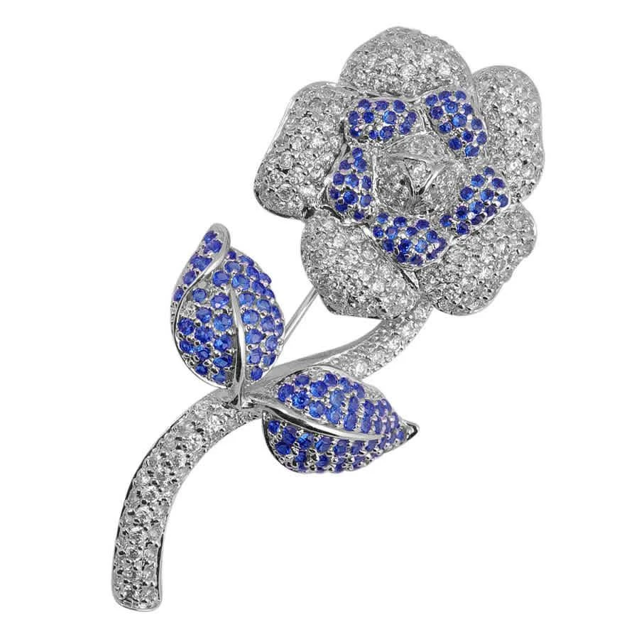 商品Megan Walford|Sterling Silver Cubic Zirconia Flower with Stem Pin,价格¥1600,第2张图片详细描述