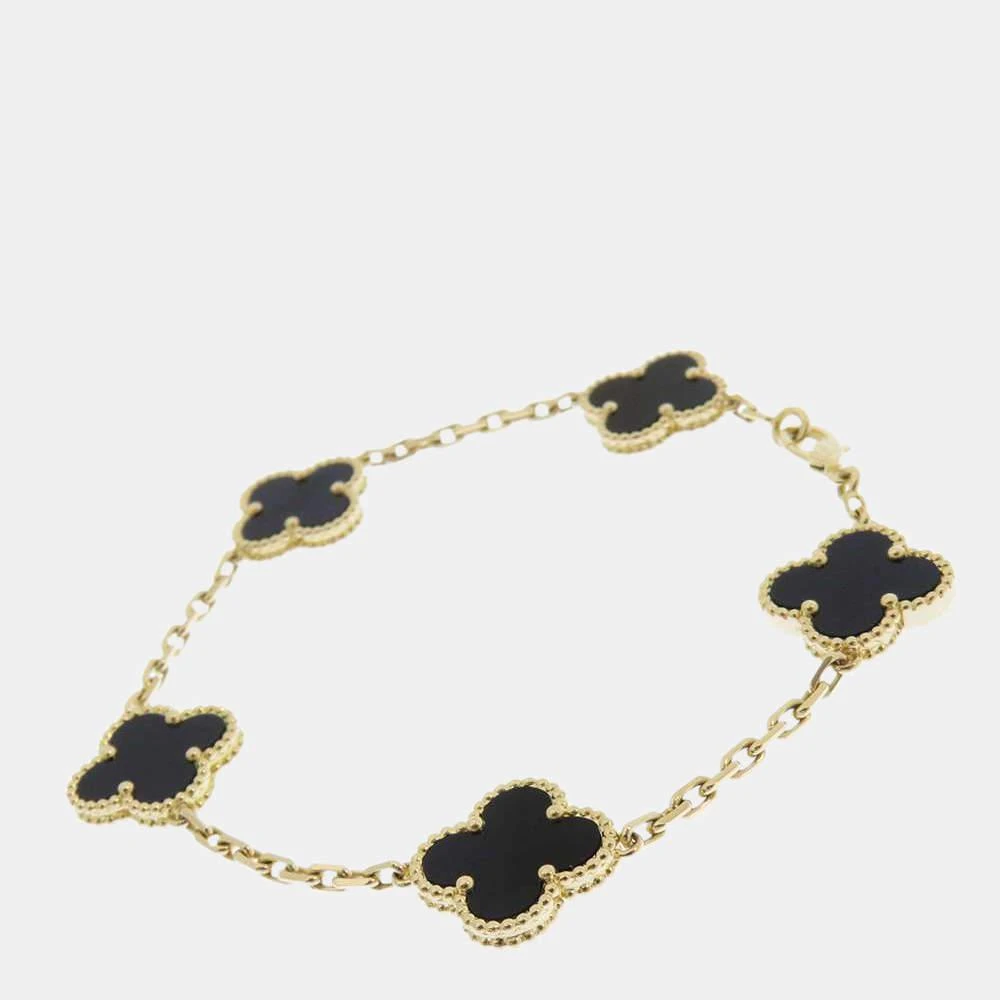 商品[二手商品] Van Cleef & Arpels|Van Cleef & Arpels Vintage Alhambra 18K Yellow Gold Onyx Bracelet 7,价格¥29951,第2张图片详细描述