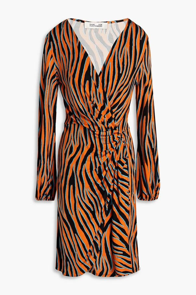 商品Diane von Furstenberg|Toronto wrap-effect zebra-print jersey mini dress,价格¥563,第1张图片