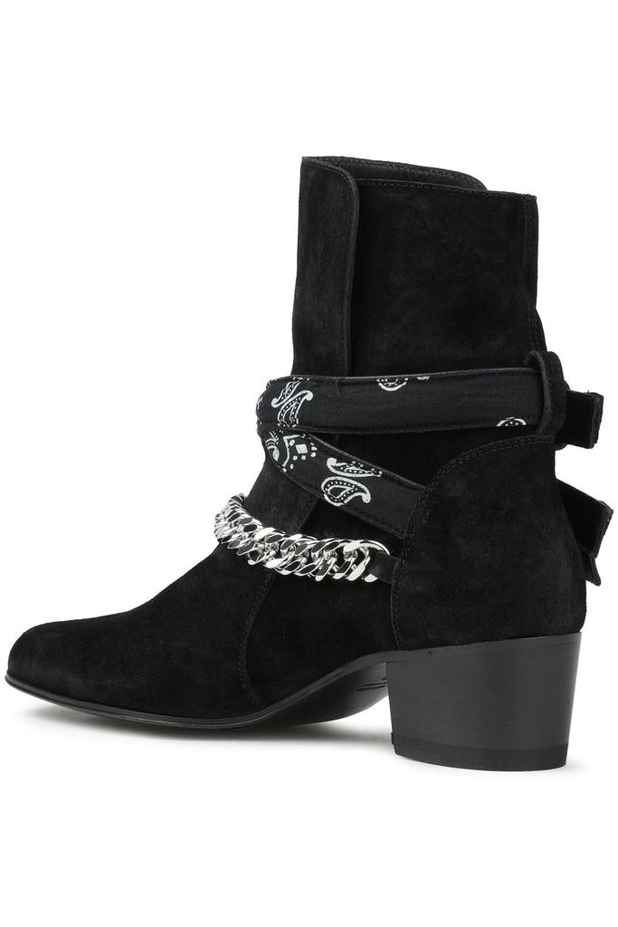 Chain-embellished buckled suede ankle boots商品第3张图片规格展示