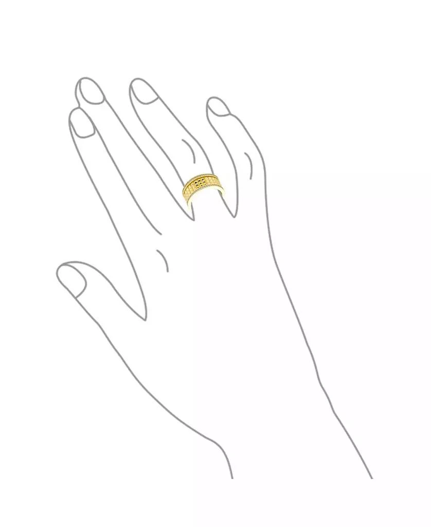 商品Bling Jewelry|Modern Geometric CZ Accent Statement Spike Wide Band Fashion Ring for Women Matte Gold Plated .925 Sterling Silver,价格¥576,第2张图片详细描述