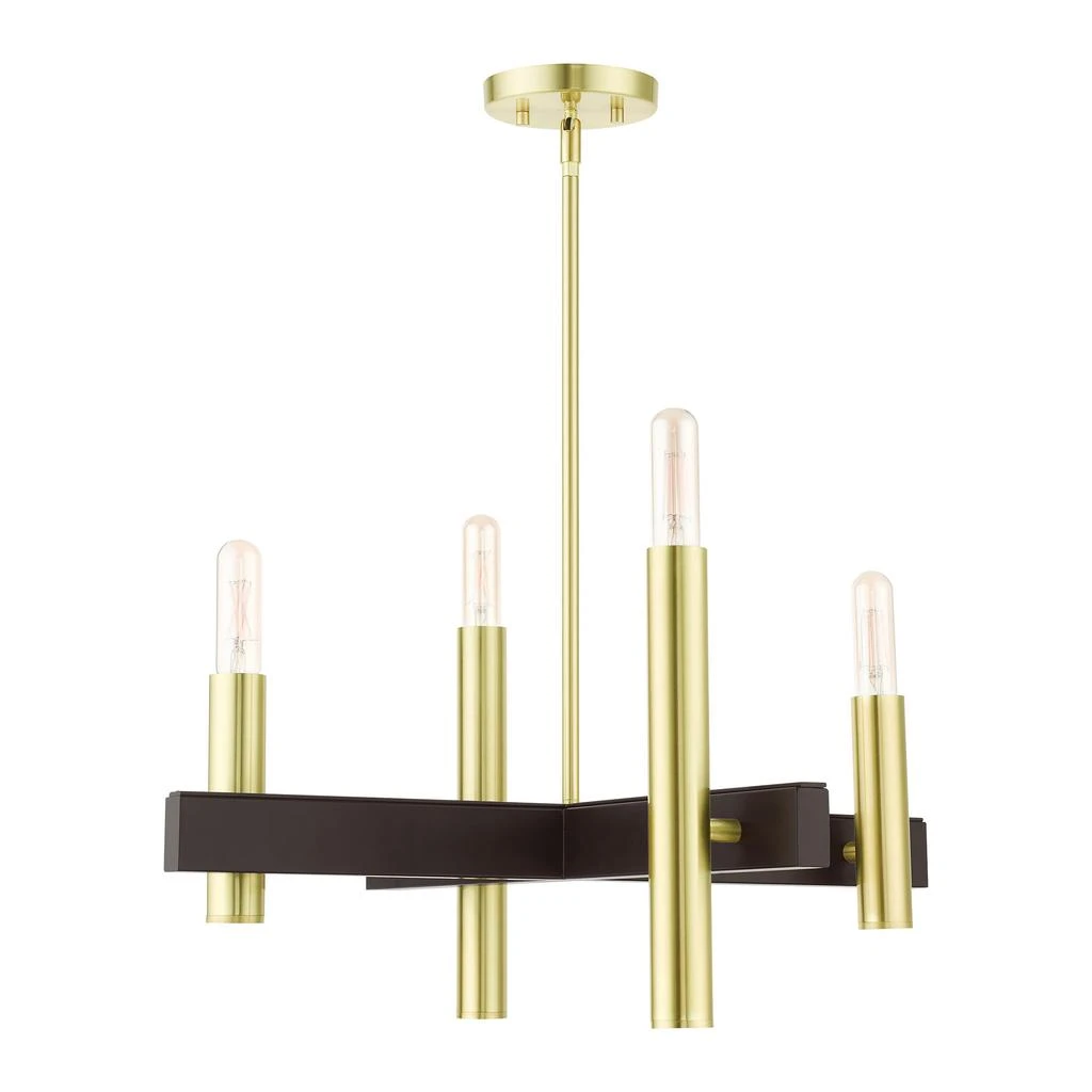商品Livex Lighting|Four Light Satin Brass Chandelier,价格¥2394,第2张图片详细描述