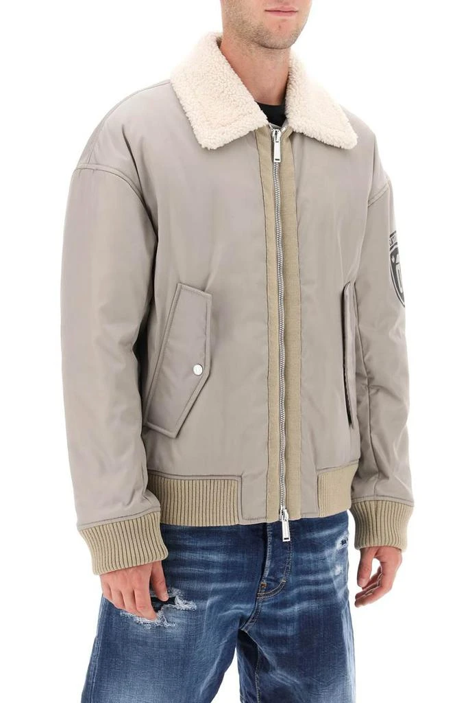 商品DSQUARED2|Padded Bomber Jacket With Collar In Lamb Fur,价格¥4421,第2张图片详细描述