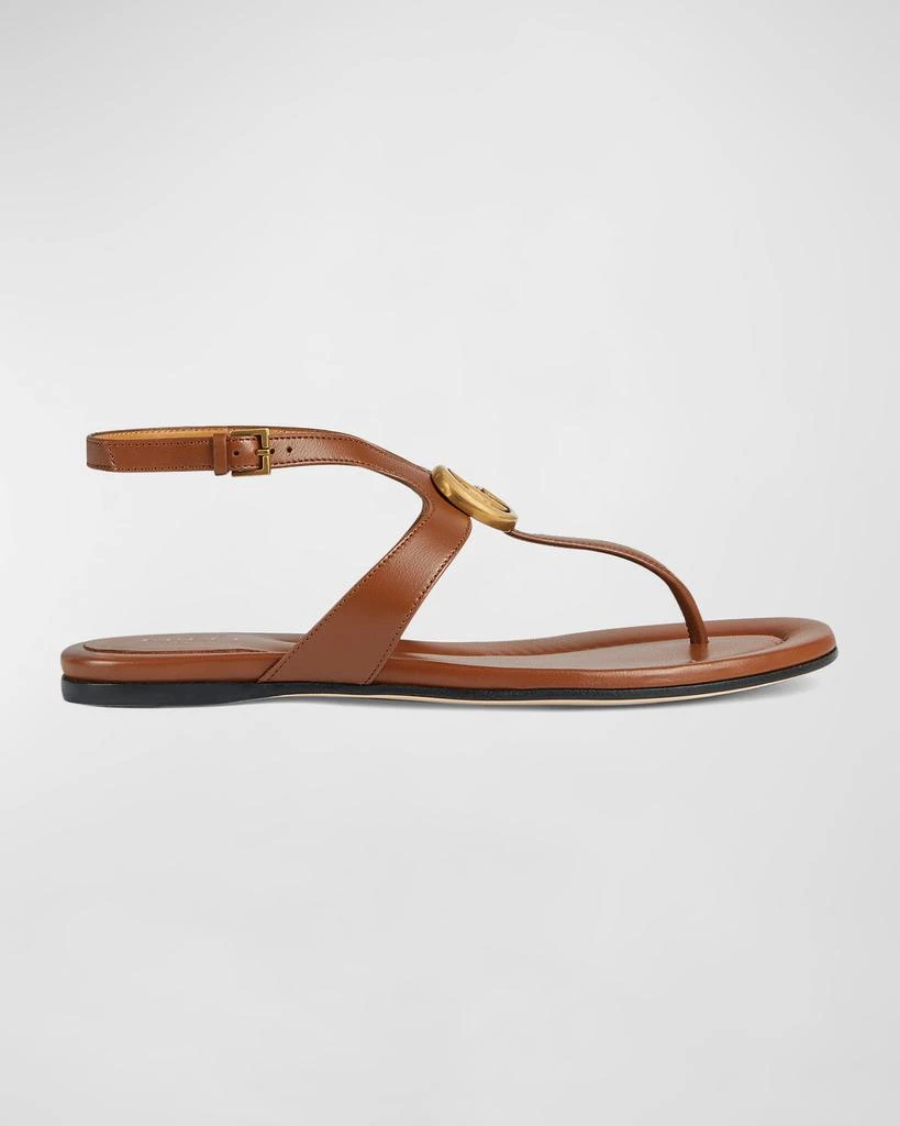 商品Gucci|Double G Marmont Leather Thong Sandals,价格¥6473,第1张图片
