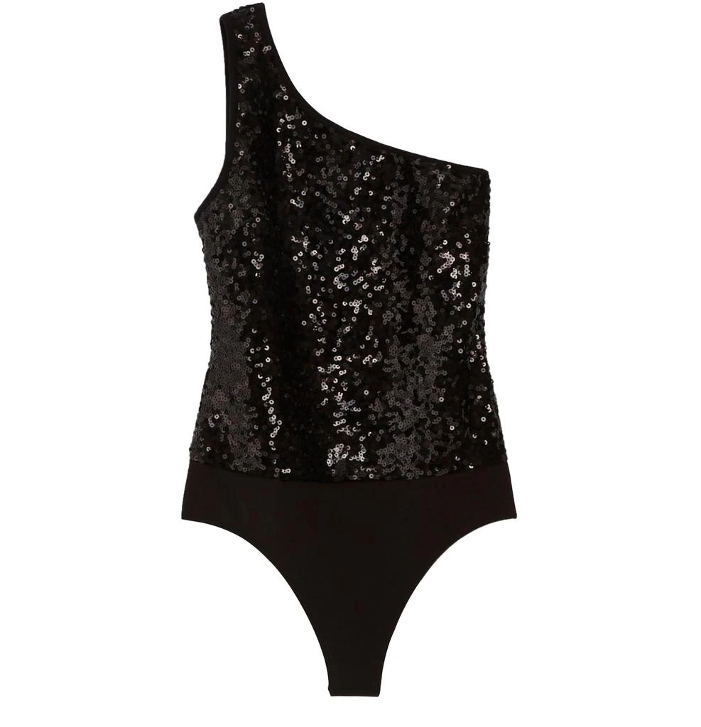 商品Claudie Pierlot|Asymmetric bodysuit with sequins,价格¥1656,第1张图片