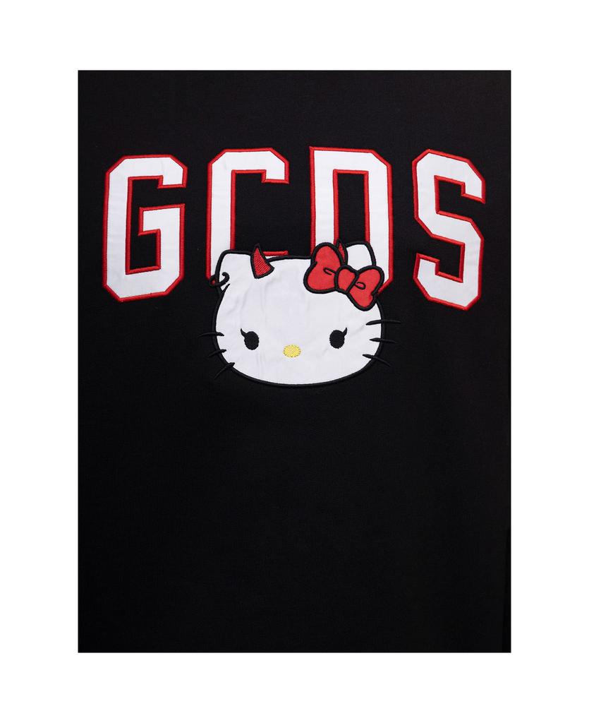 Black Sweatshirt In Fleece Cotton With Hello Kitty Print And Contrasting Logo Bands Woman商品第3张图片规格展示
