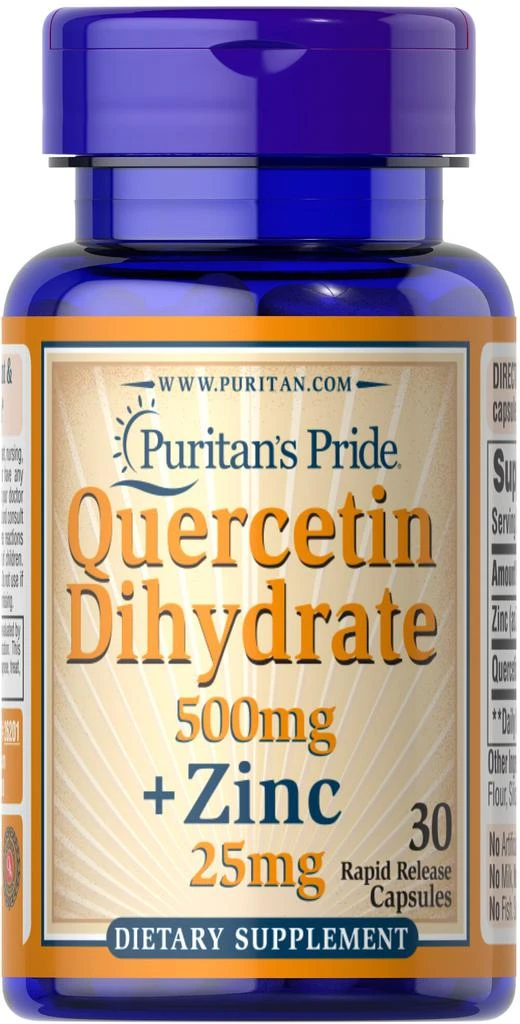 商品Puritan's Pride|Quercetin Dihydrate + Zinc 30 capsules,价格¥267-¥533,第1张图片