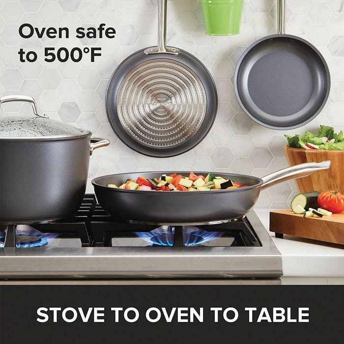 商品Anolon|Accolade Hard-Anodized Precision Forge Cookware Set, 10-Piece, Moonstone,价格¥2612,第2张图片详细描述