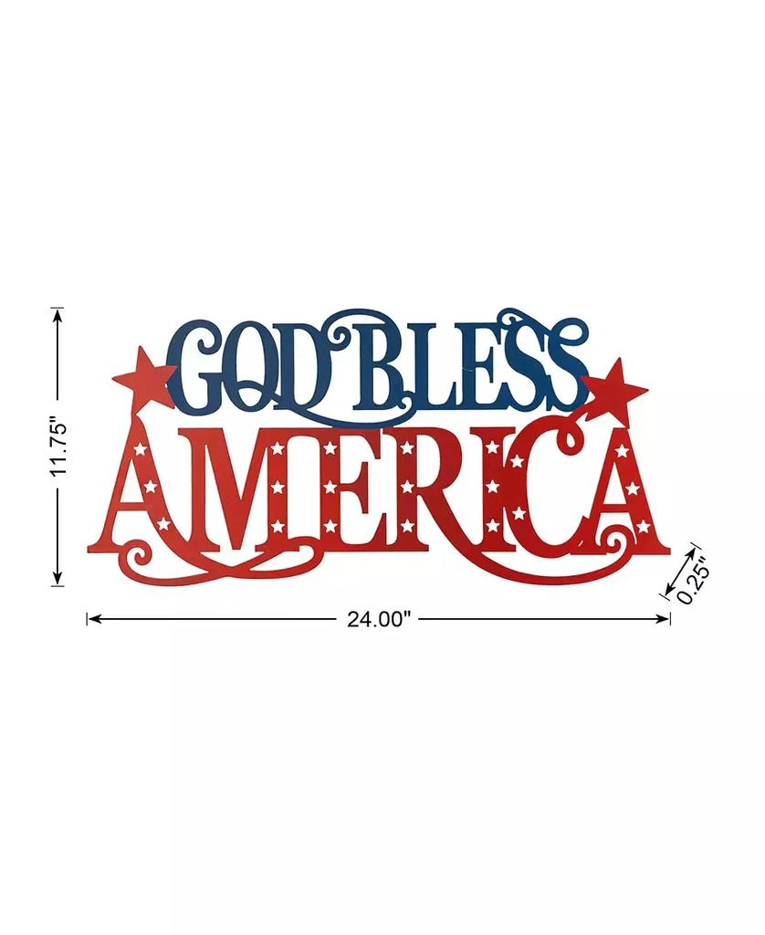商品Glitzhome|24" L Patriotic, Americana Metal "GOD BLESS AMERICA" Wall Decor,价格¥208,第3张图片详细描述