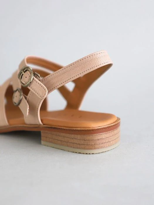 Leather Crossover Sandals_Pink Beige 商品