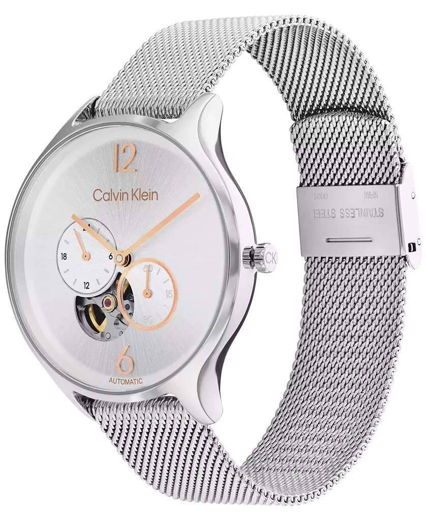 商品Calvin Klein|Unisex Automatic Timeless Stainless Steel Mesh Bracelet Watch 38mm,价格¥1290,第2张图片详细描述