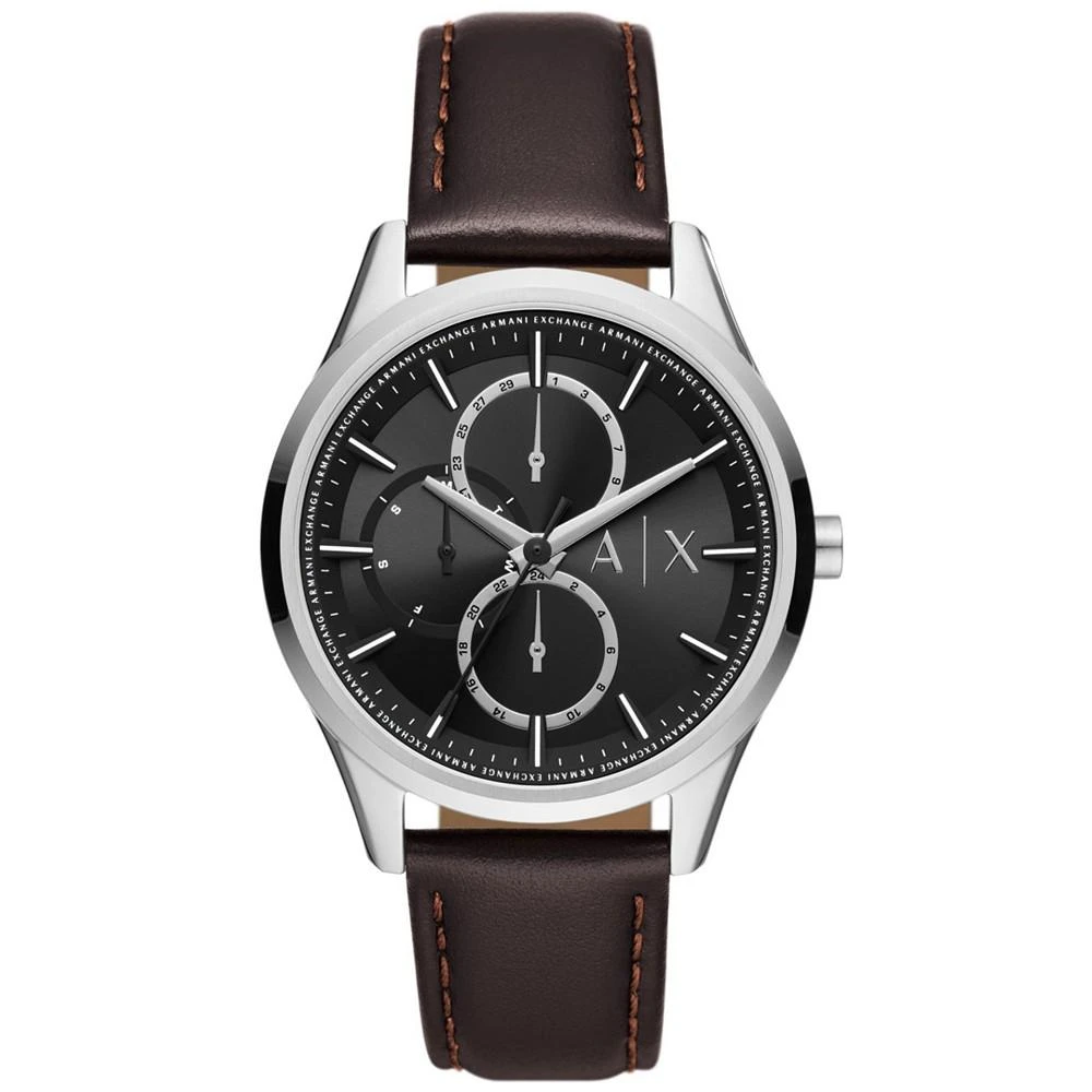 商品Armani Exchange|Men's Multifunction Brown Leather Strap Watch, 42mm,价格¥1130,第1张图片