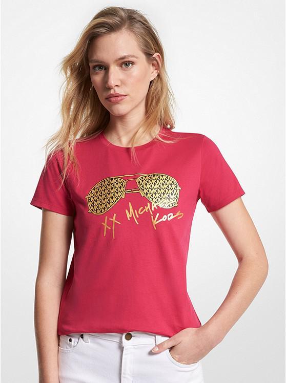 商品Michael Kors|Metallic Logo Aviator Print Organic Cotton T-Shirt,价格¥543,第1张图片