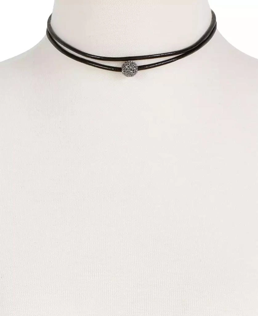 商品Lucky Brand|Silver-Tone Black Leather Crystal Choker Necklace,价格¥260,第4张图片详细描述