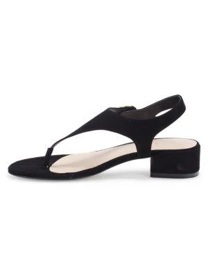 商品Stuart Weitzman|Faux Pearl-Embellished Suede Thong Sandals,价格¥786,第4张图片详细描述