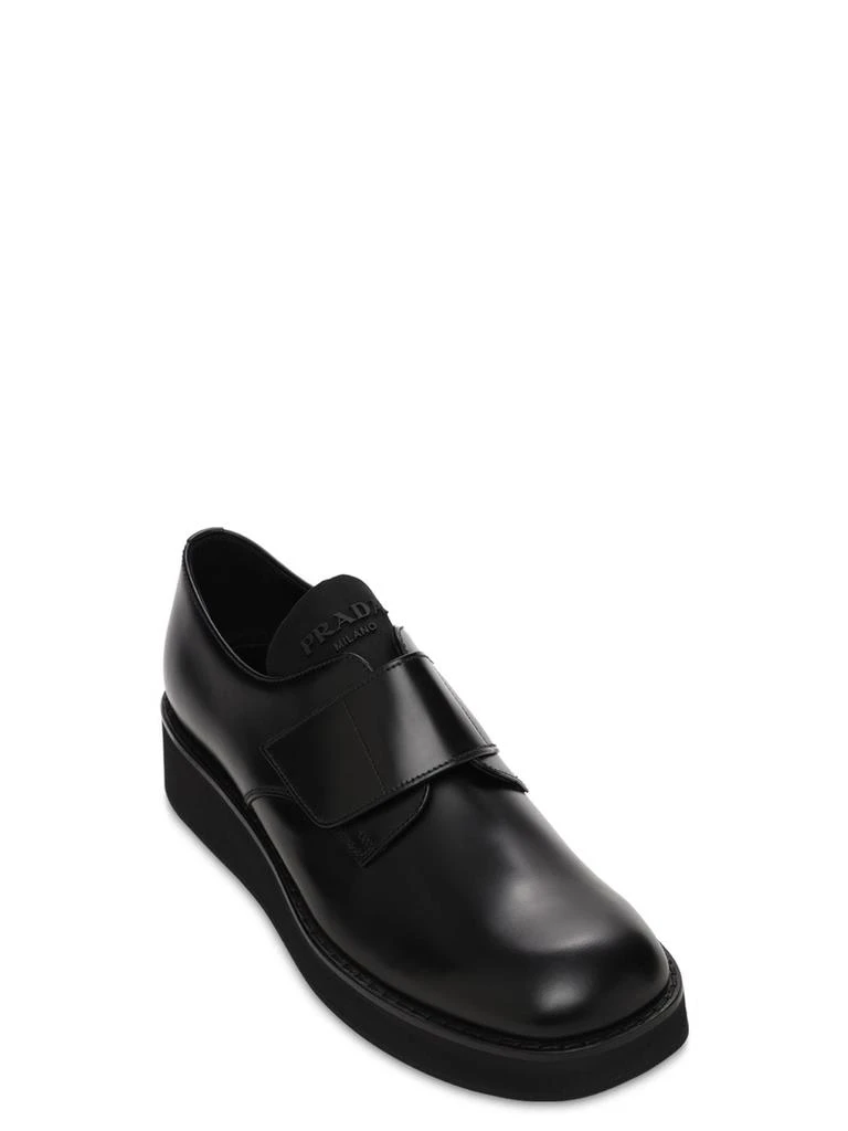 商品Prada|Brushed Leather Derby Shoes W/ Strap,价格¥7127,第1张图片详细描述