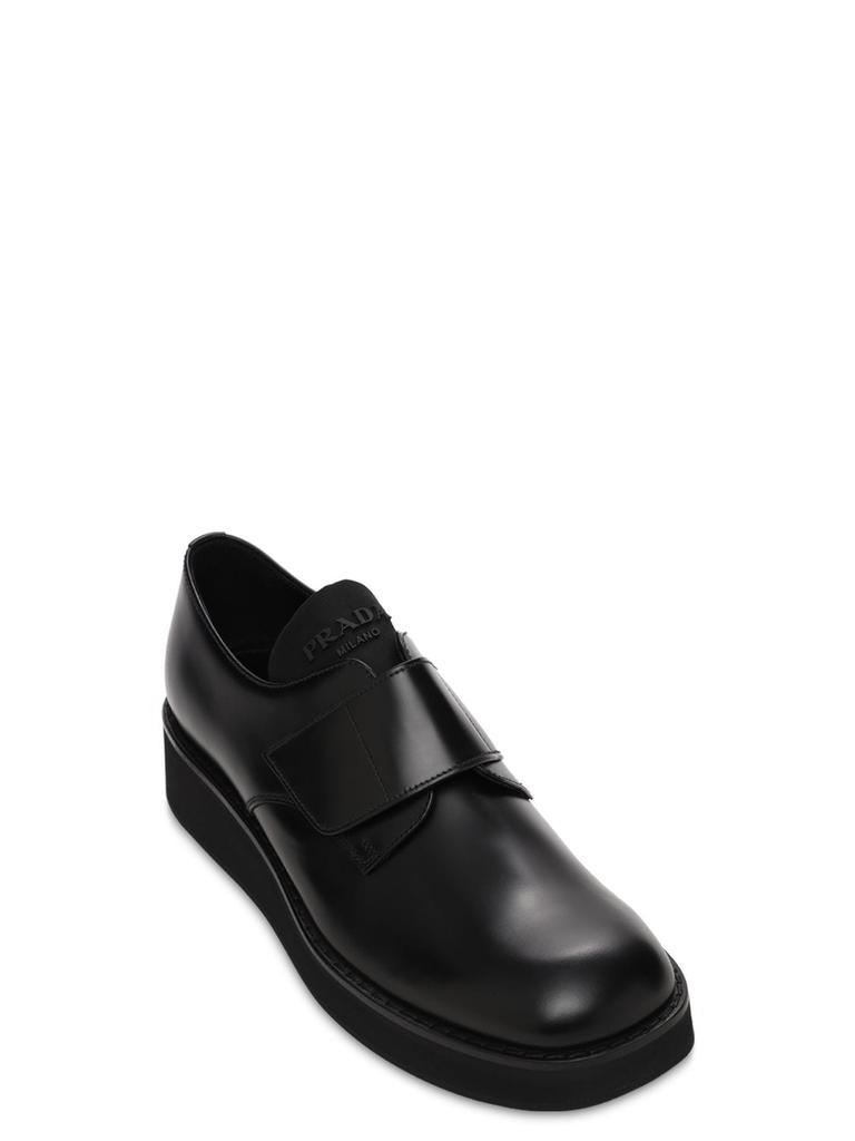 商品Prada|Brushed Leather Derby Shoes W/ Strap,价格¥6869,第1张图片