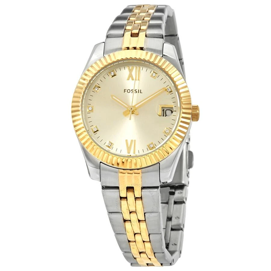 商品Fossil|Scarlette Mini Quartz Crystal Gold Dial Ladies Watch ES4949,价格¥549,第1张图片