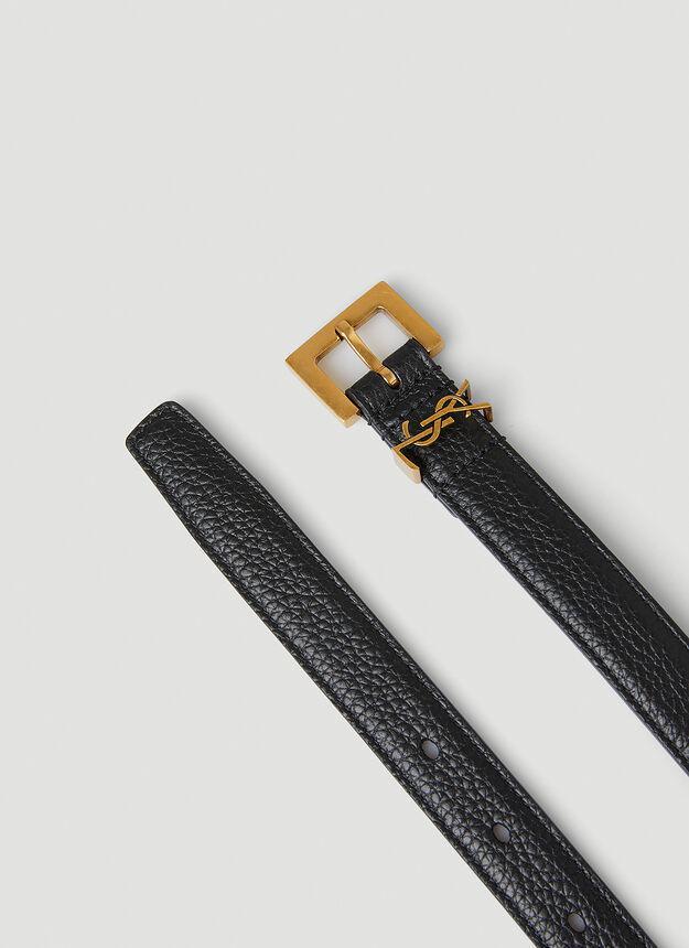 商品Yves Saint Laurent|Logo Plaque Belt in Black,价格¥2744,第5张图片详细描述