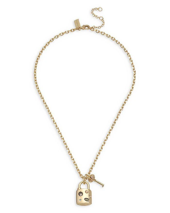 商品Coach|Signature Gem Multicolor Crystal Padlock Pendant Necklace in Gold Tone, 16"-18",价格¥937,第3张图片详细描述