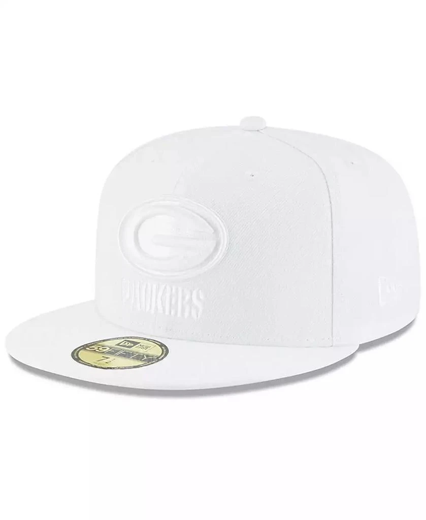 商品New Era|Men's Green Bay Packers White on White 59FIFTY Fitted Hat,价格¥247,第1张图片