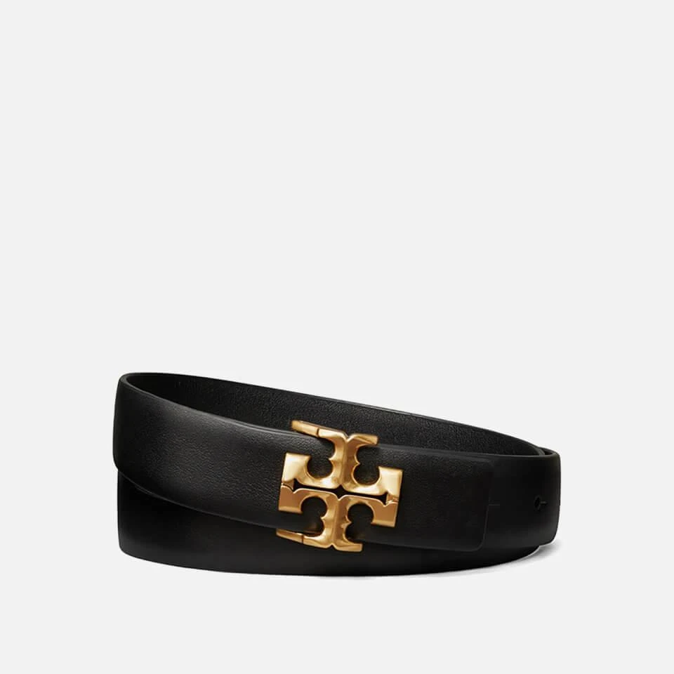 商品Tory Burch|Tory Burch Women's 1" Kira Logo Belt - Black/Gold,价格¥1096,第1张图片