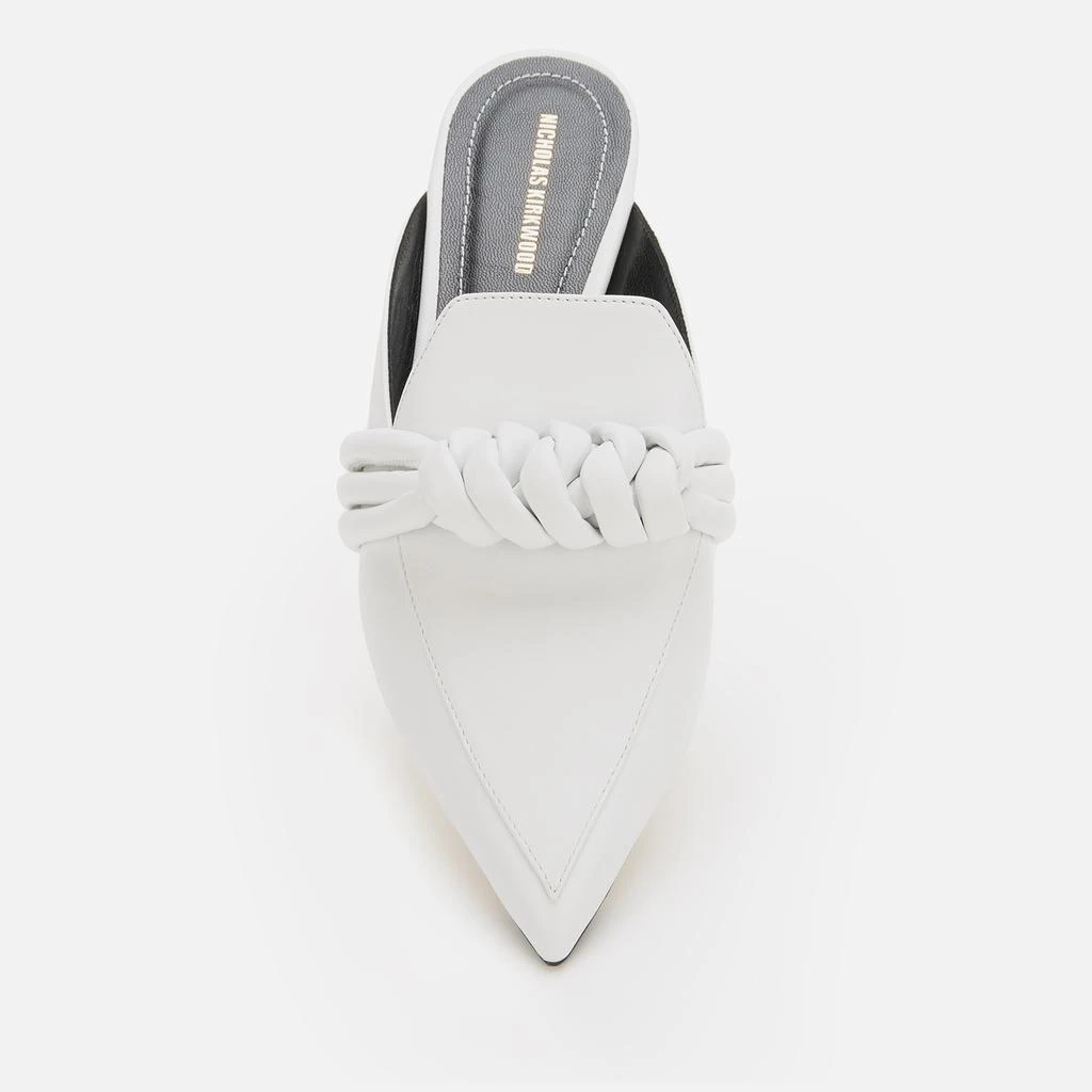 商品Nicholas Kirkwood|Nicholas Kirkwood Women's 18mm Beya Knot Leather Flat Mules - White,价格¥876,第4张图片详细描述