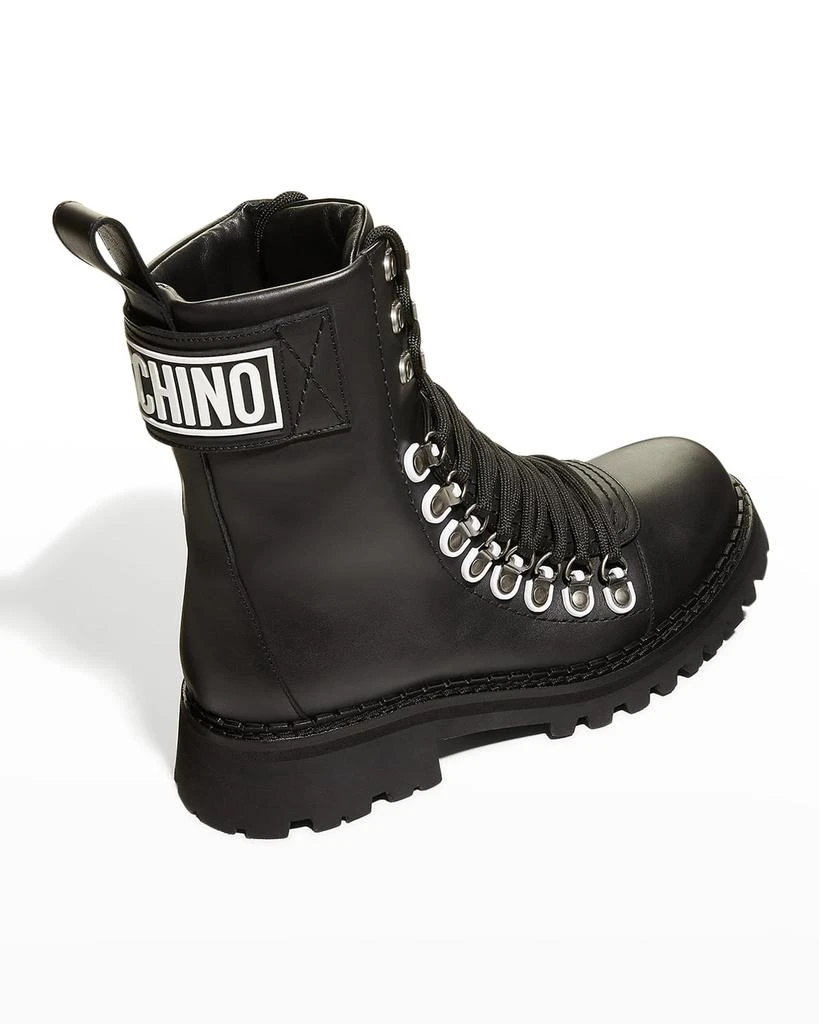 商品Moschino|Men's Logo Leather Combat Boots,价格¥6519,第3张图片详细描述