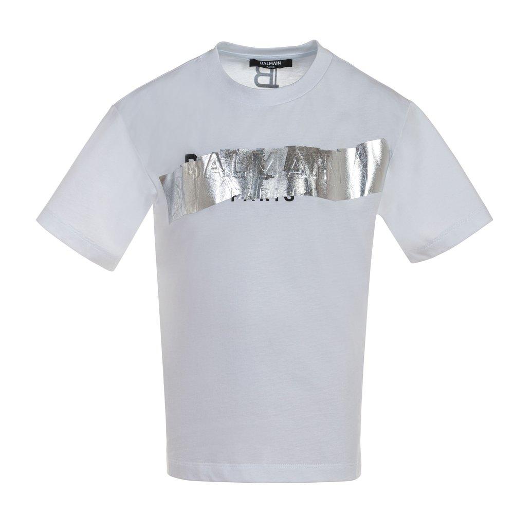 Balmain Kids Logo Printed Crewneck T-Shirt商品第1张图片规格展示