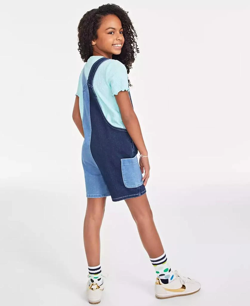 商品Epic Threads|Big Girls Varsity Colorblocked Denim Shortall, Created for Macy's,价格¥90,第2张图片详细描述