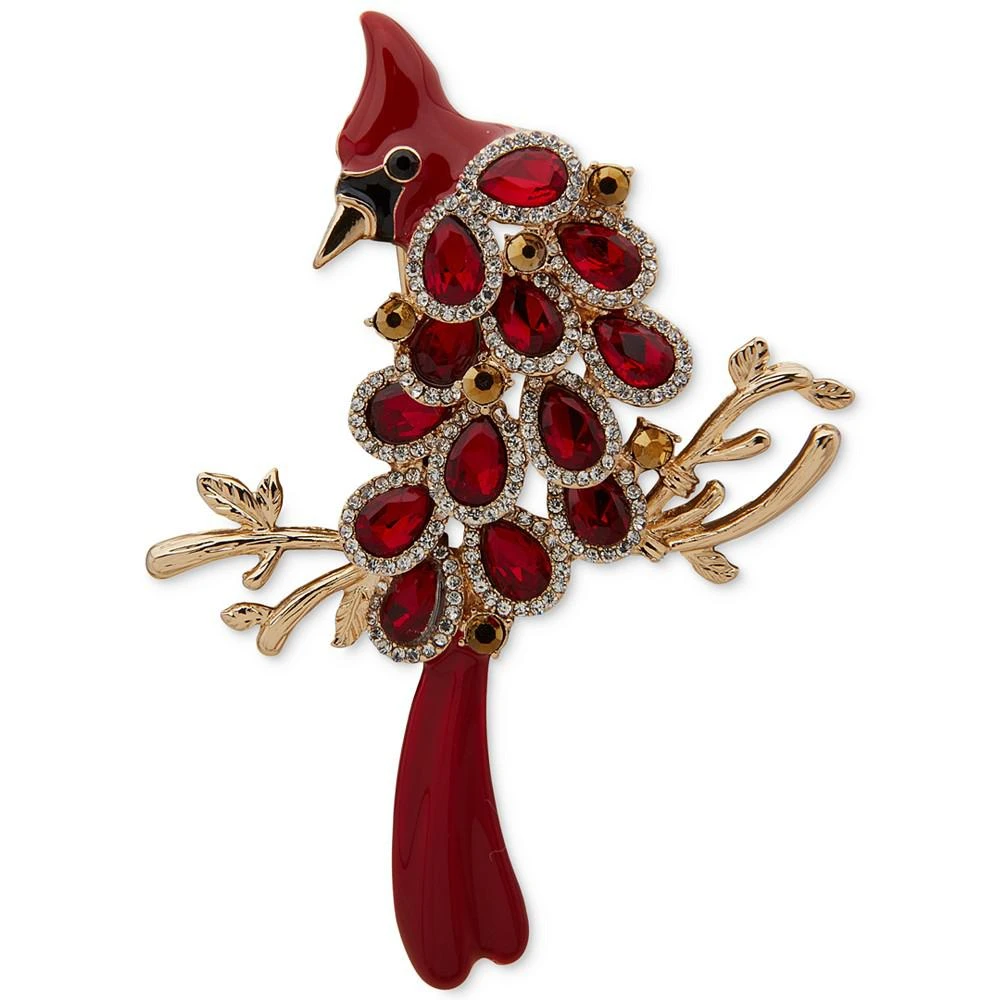 商品Anne Klein|Gold-Tone Pavé & Color Crystal Cardinal Pin,价格¥105,第1张图片
