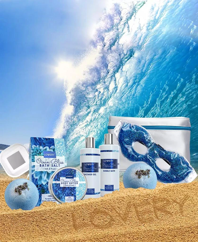 商品Lovery|Ocean Bliss Body Care Gift Set, Bath and Shower Essentials with Cosmetic Bag, 9 Piece,价格¥208,第4张图片详细描述