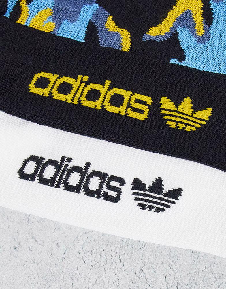 adidas Originals graphics logo 2 pack crew socks in multi商品第4张图片规格展示