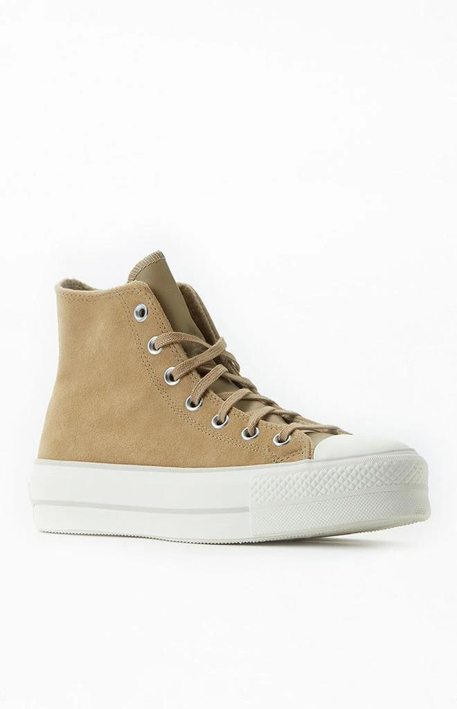 商品Converse|Khaki Chuck Taylor All Star Cozy Lift High Top Sneakers,价格¥296,第1张图片