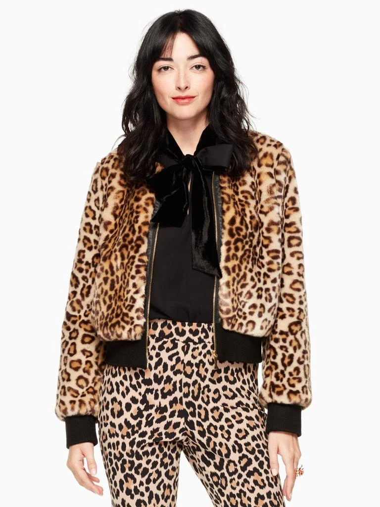 商品Kate Spade|leopard faux fur bomber,价格¥2857,第3张图片详细描述