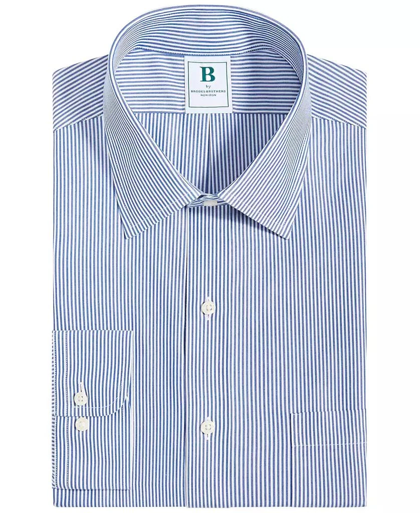 商品Brooks Brothers|Men's Regular Fit Non-Iron Spread Collar Bengal Stripe Broadcloth Dress Shirt,价格¥330,第4张图片详细描述