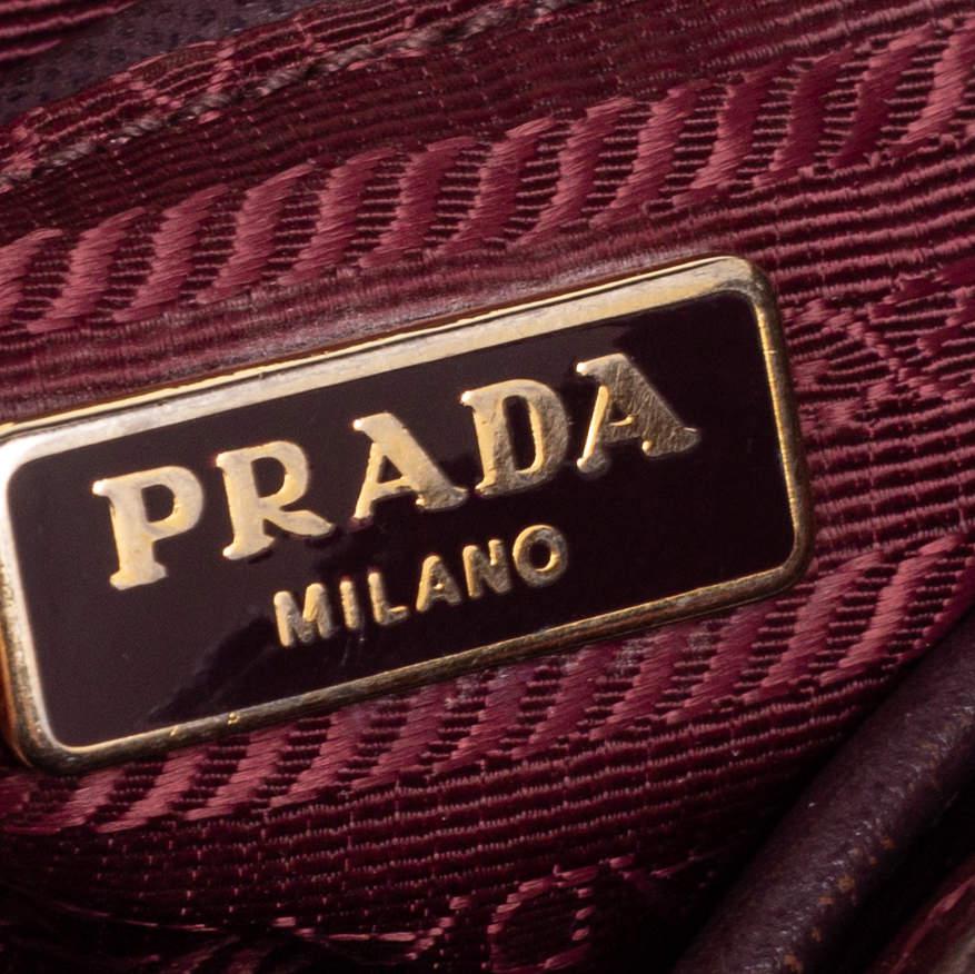 Prada Burgundy Quilted Satin Flap Chain Shoulder Bag商品第9张图片规格展示