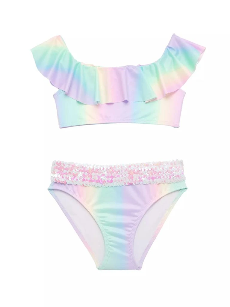 商品Stella Cove|Little Girl's & Girl's 2-Piece Rainbow Ruffled Top & Sequined Bottoms Bikini,价格¥421,第1张图片