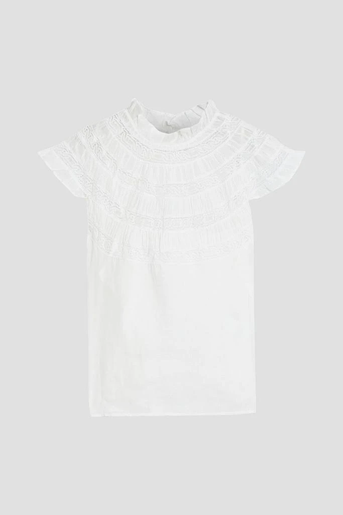 商品FRAME|Shirred lace-trimmed ramie top,价格¥354,第3张图片详细描述