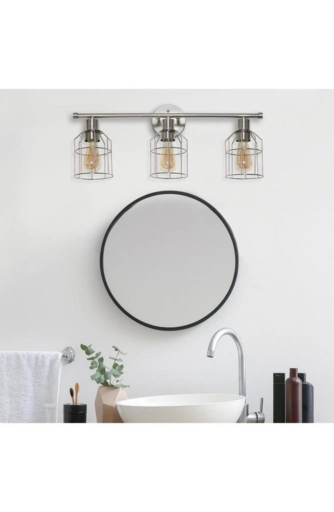 商品LALIA HOME|3 Light Industrial Wired Vanity Light, Brushed Nickel,价格¥746,第2张图片详细描述