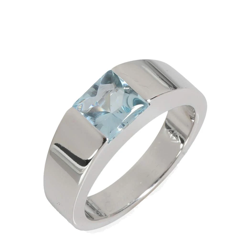 商品[二手商品] Cartier|Cartier 18k White Gold Aquamarine Tank Ring Size EU 50,价格¥13263,第1张图片