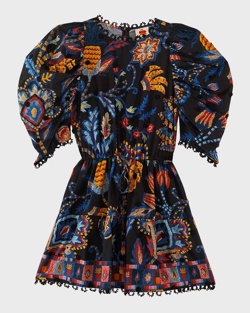 Sunset Tapestry Floral Puff Sleeve Mini Dress商品第2张图片规格展示
