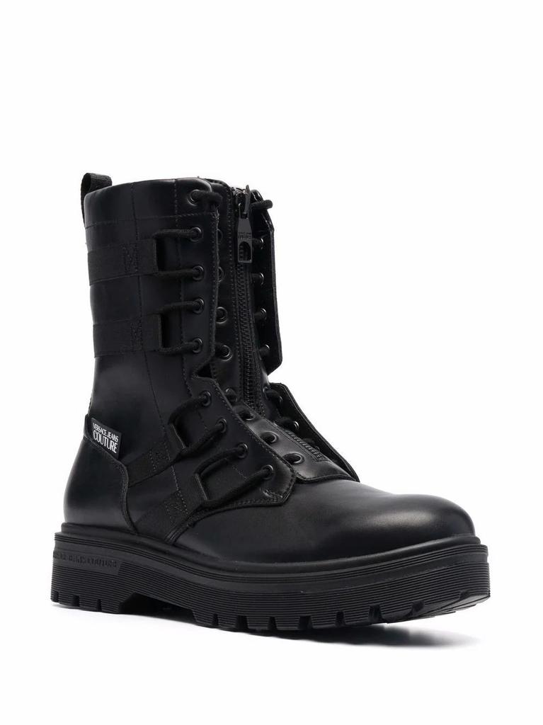 Versace Jeans Men's  Black Leather Ankle Boots商品第2张图片规格展示